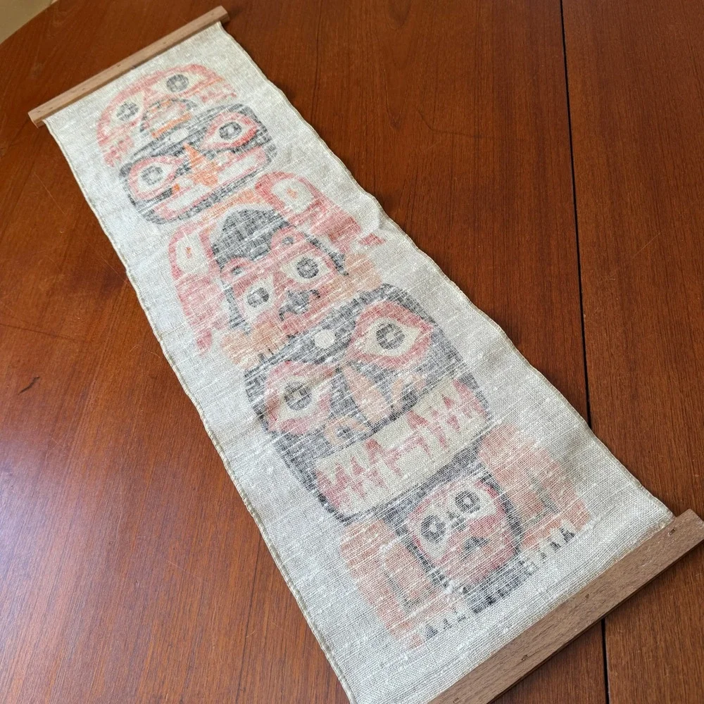 Vintage Tlingit-style totem pole linen wall hanging Happy Things Inc 10